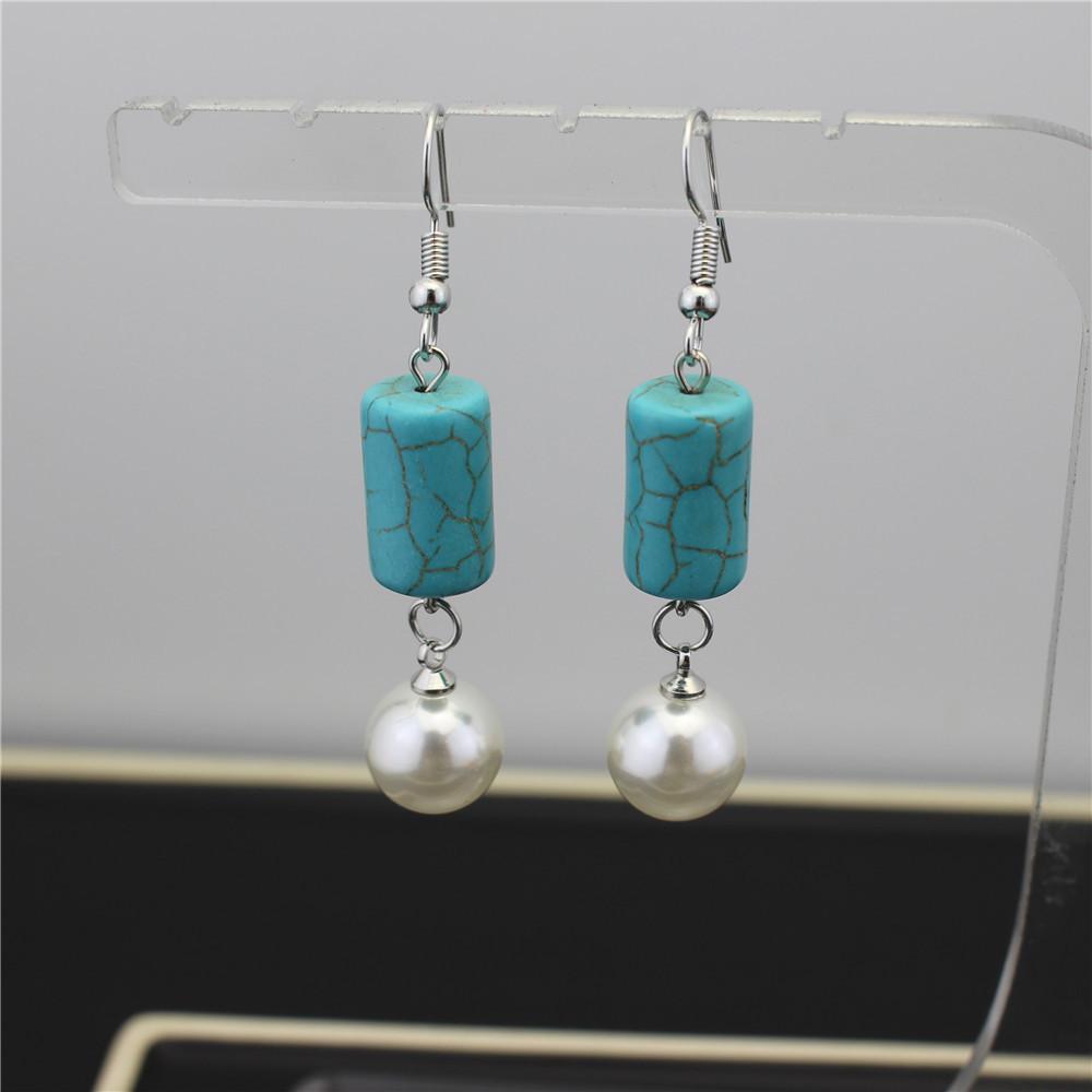 High-gloss imitation pearl earrings natural turquoise earrings star earrings with the same temperament