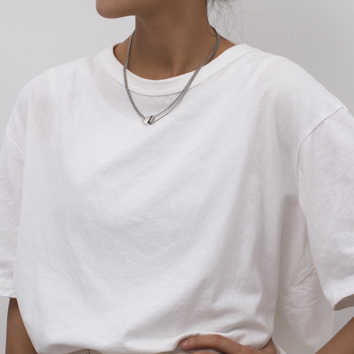 Simple Titanium Steel Clavicle Chain Necklace Men and Women Niche Design Geometric Versatile Stainless Steel Necklace