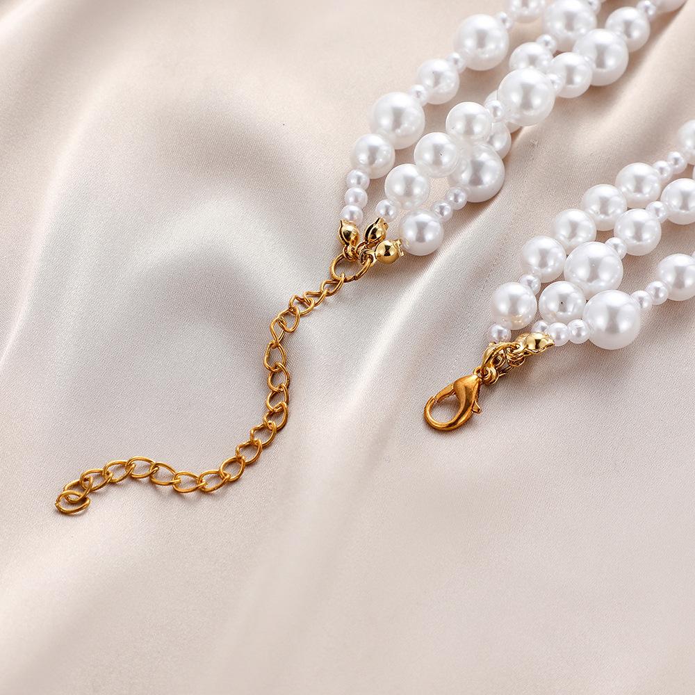 Exaggerated personality multi-layer pearl necklace trend fashion temperament three-layer collarbone necklace jewelry female