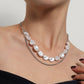 Jewelry Ladies Irregular Flat Pearl Necklace Creative Punk Personalized Chain Necklace
