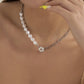 Temperament simple imitation pearl chain stitching necklace fashion short flower necklace choker