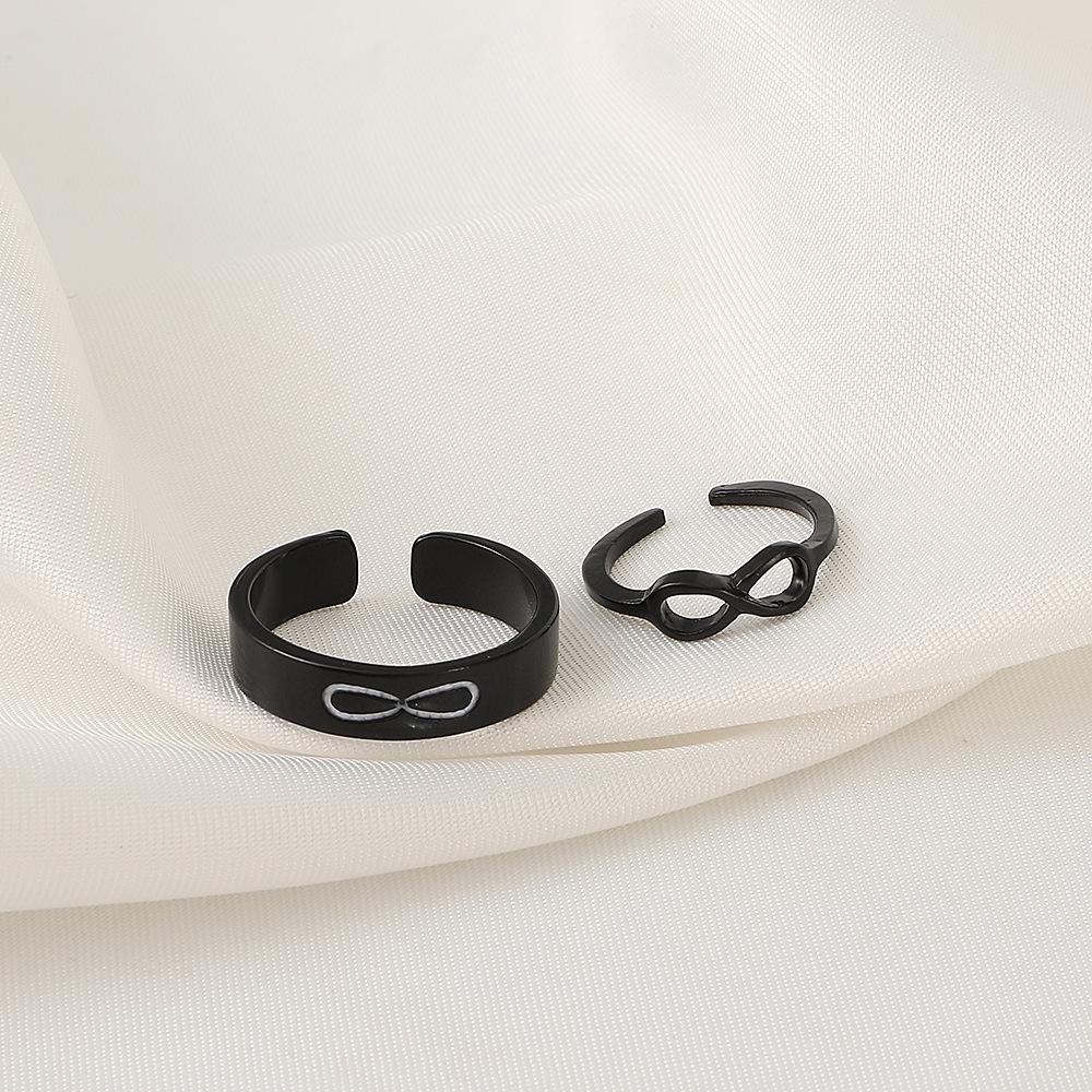 ins simple 8-character ring set fashion personality geometric opening adjustable ring lucky couple ring