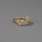 Jewelry temperament all-match zircon leaf ring Mori simple opening crystal leaf ring female