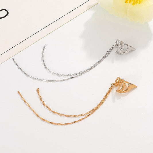 ins simple elf ear clip without ear hole fashion temperament niche design long chain tassel ear bone clip