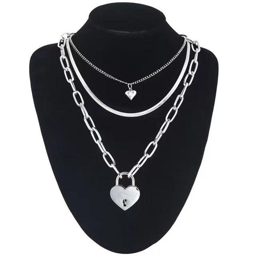 Jewelry simple ins net red same style buckle chain necklace female fresh love pendant lock necklace