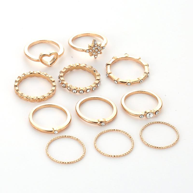 Fashion Diamond Ring Set Creative Moon Combination Ring 11-Piece Set Ring