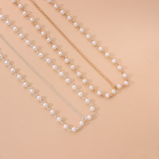 Ornament Mori simple and beautiful all-match handmade beaded pearl head chain headband hair accessories