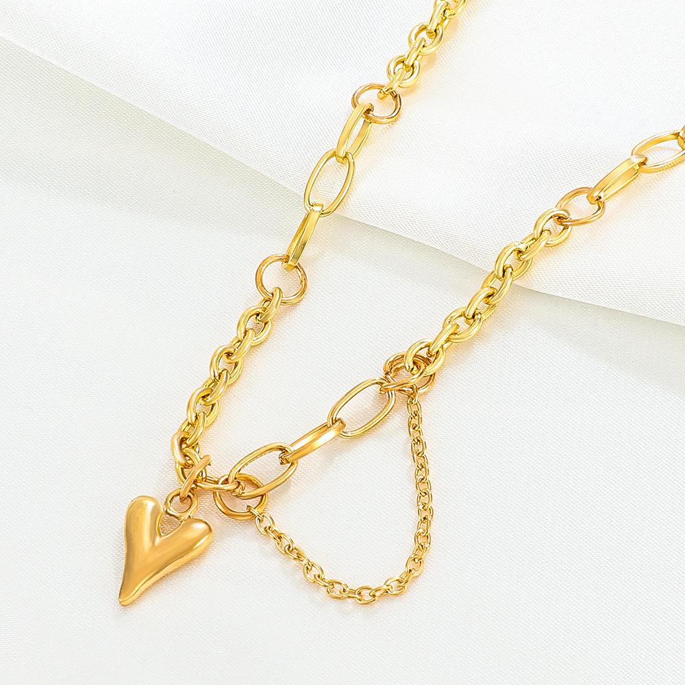 ins simple love necklace female fashion punk thick chain heart-shaped clavicle chain hip-hop sweater chain tide