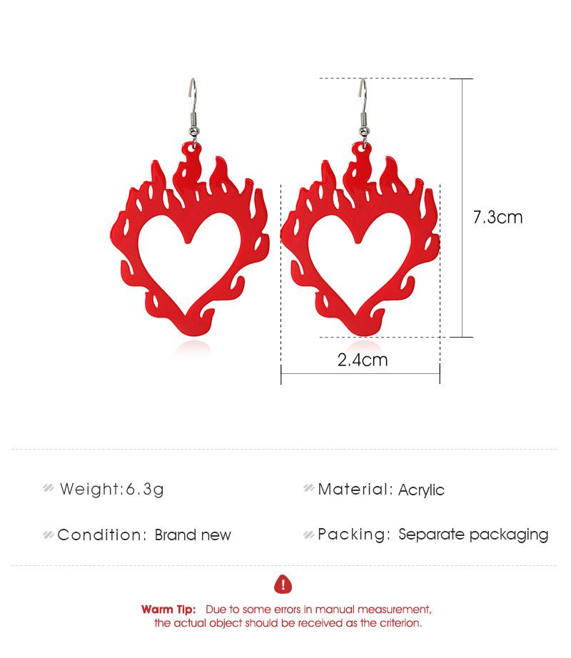 Exaggerated creative acrylic flame earrings retro personality hip-hop red love earrings