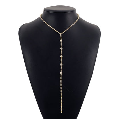 N1968 Simple sexy long tassel necklace trendy niche geometric rhinestone necklace necklace necklace