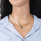 Ins super fire black agate peach heart clavicle chain imitation pearl necklace female trendy net red clavicle chain heart-shaped necklace