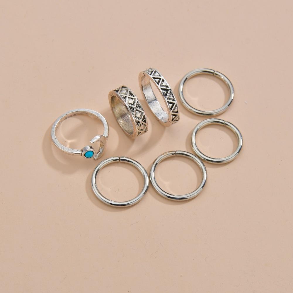 Fashion Ethnic Alloy Moon Pattern Multi-Piece Knuckle Ring Finger Ring Accessories