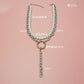 Jewelry personality geometric Y-shaped chain tassel necklace popular pearl fashion ring necklace female