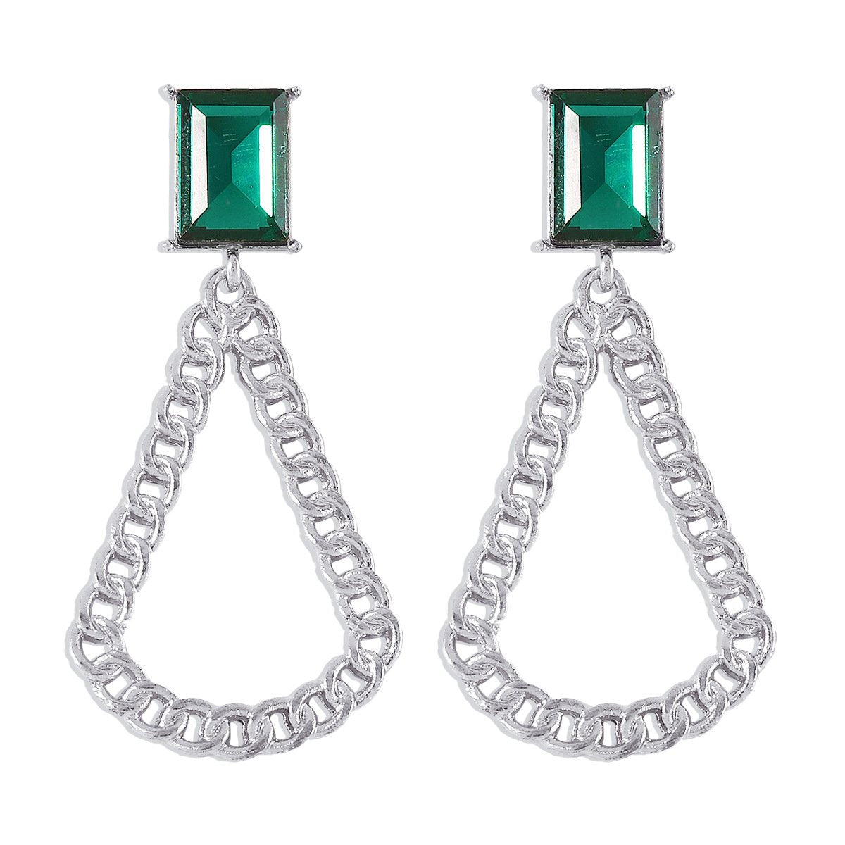 E1836 Jewelry Water Drop Chain Hollow Simple Earrings Temperament Retro Small Square Diamond Stud Earrings