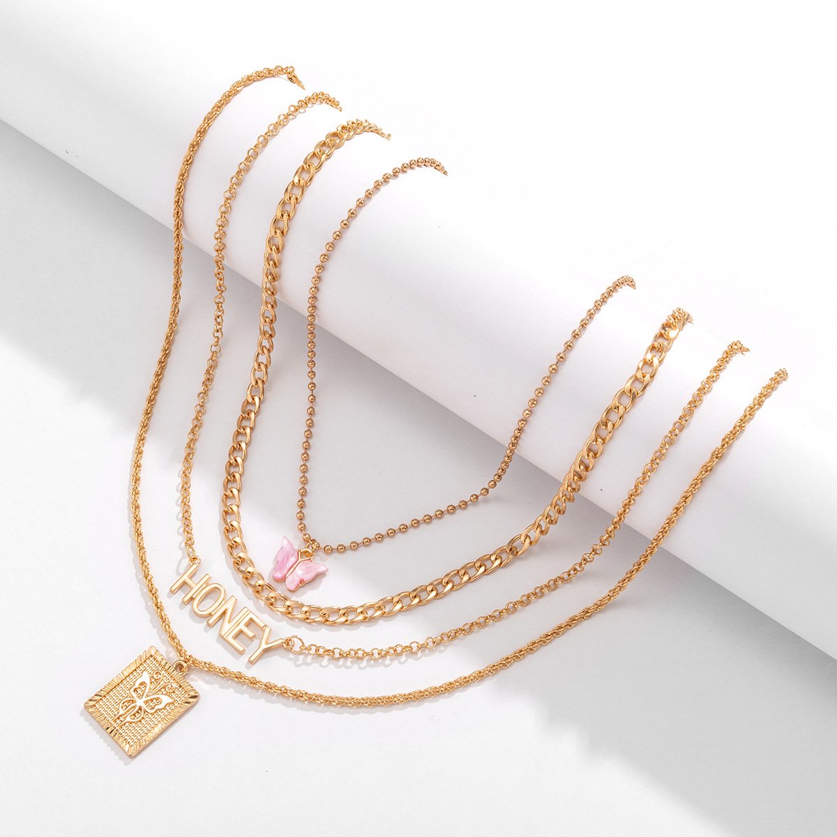 Jewelry Simple Letter Butterfly Pendant Necklace Female Hip Hop Personality Metal Tag Clavicle Necklace