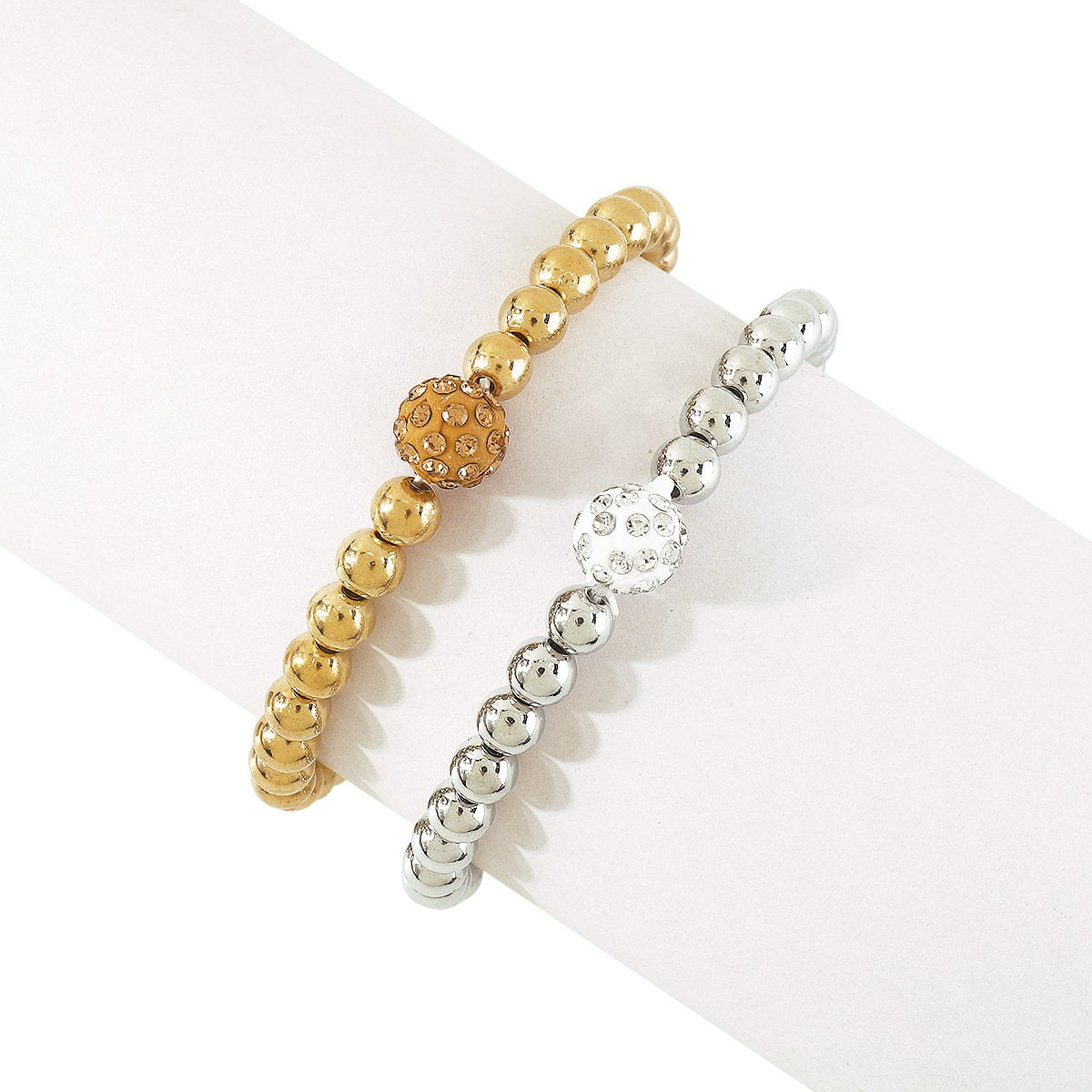 B1835 Stretch CCB Beaded Geometric Fashion Bracelet Simple Ball Rhinestone Leisure Vacation Bracelet