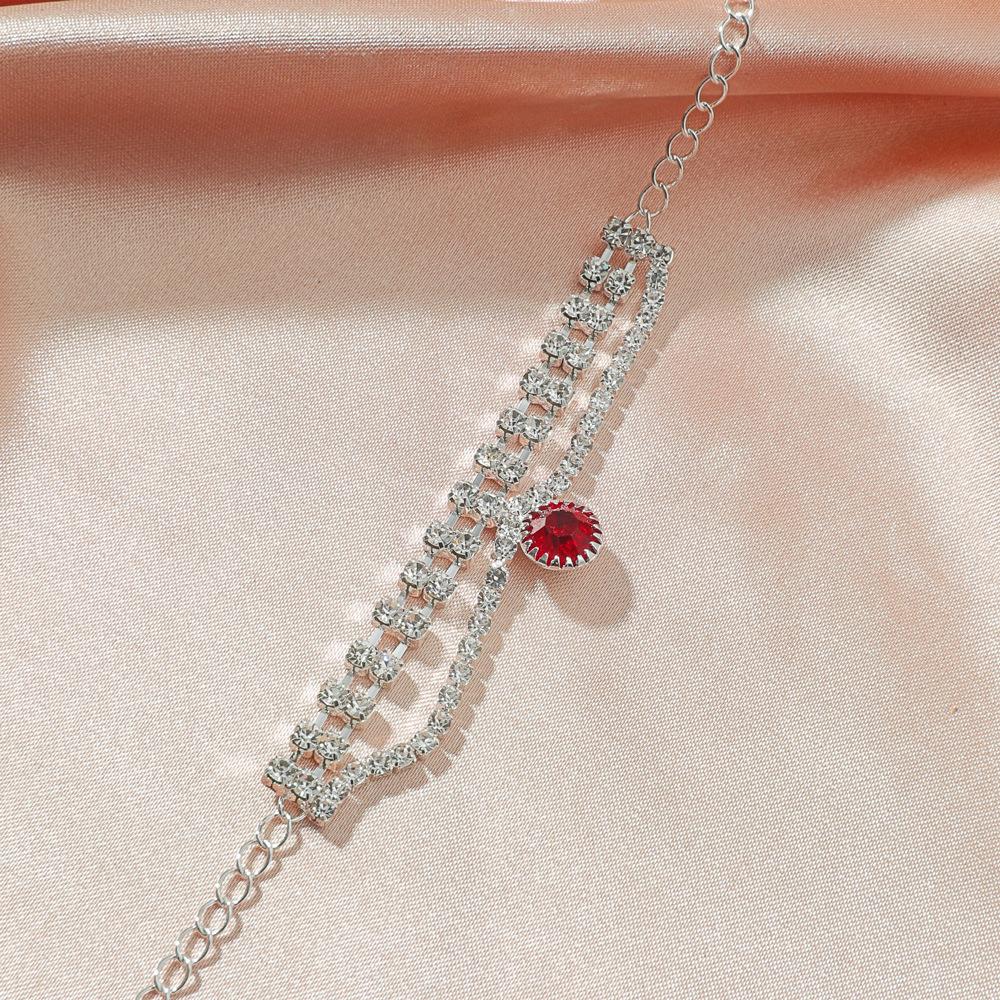 Diamond Chain Anklet Summer Bohemian Pearl Love Beach Foot Ornament for Women