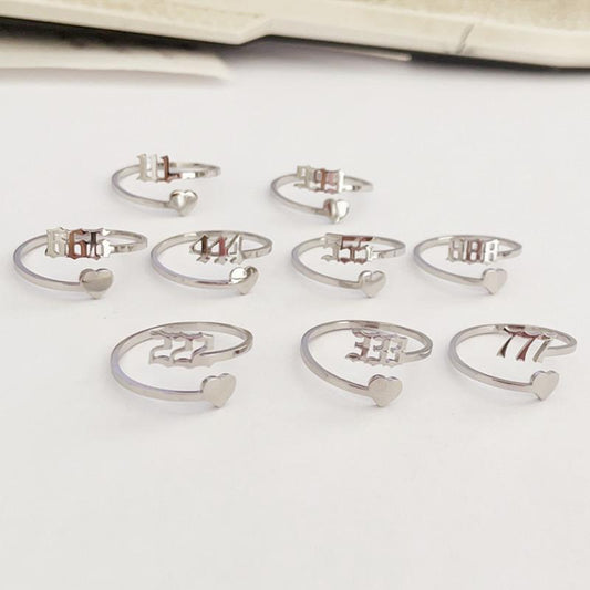 Stainless steel lucky number ring 111999 auspicious joint ring birthday gift