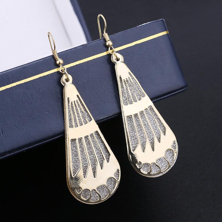 Popular Fashion Exaggerated Water Drop Alloy Fence Frosted Earrings Boutique Earrings