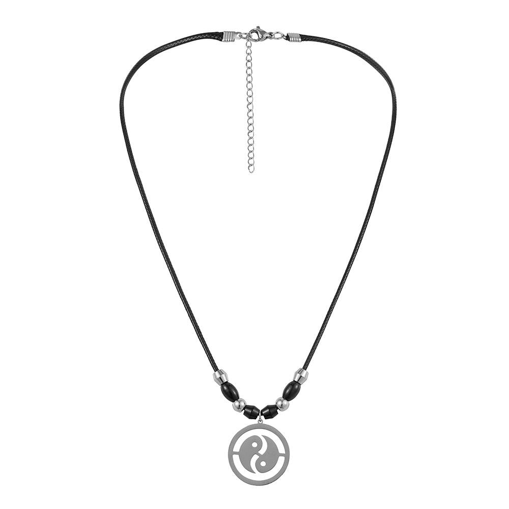 Trendy domineering fashion men's stainless steel gossip Tai Chi rope necklace simple punk cool necklace