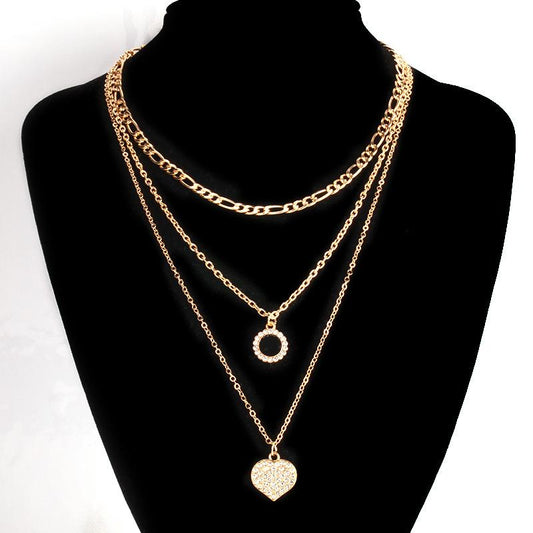 Ins Love Necklace Women's Exquisite Light Luxury Niche Design Sense Diamond Peach Heart Clavicle Chain Sweet Cool Spice Girl Accessories