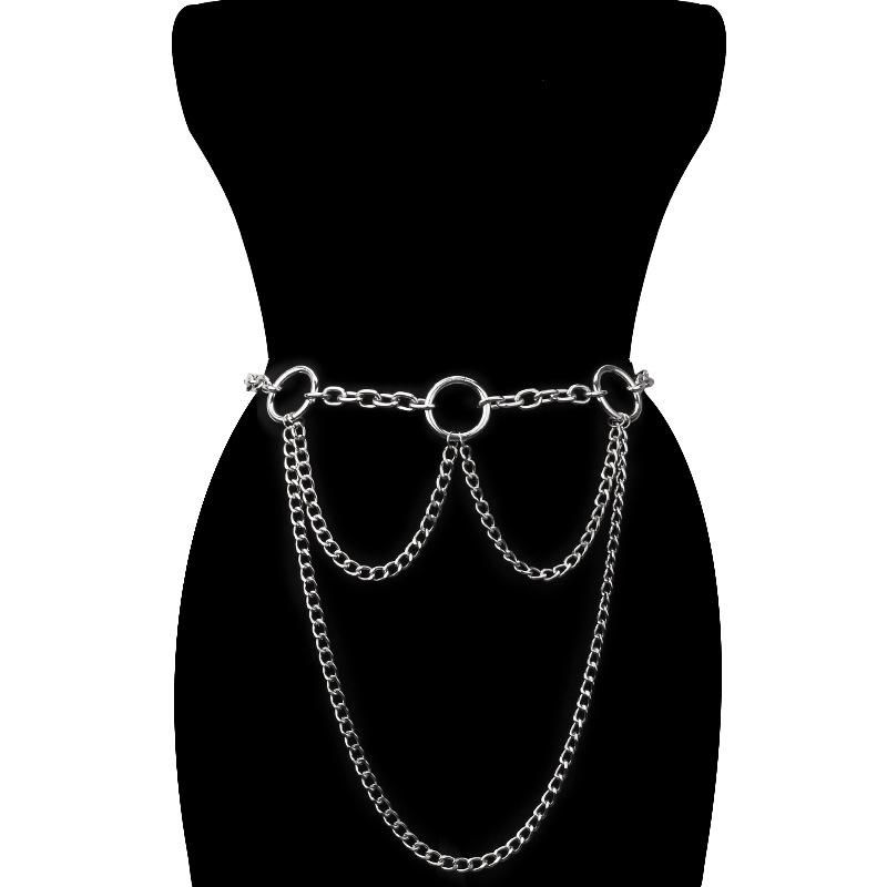 Jewelry personality geometric metal large ring stitching waist chain sexy ins all-match body chain female