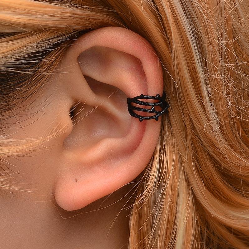 No pierced ear clip simple retro double C cartilage earrings U-shaped branch cross ear bone clip for men and women