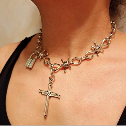 Necklace Jewelry Thorn Steel Nail Pendant Necklace Punk Street Trendy Clavicle Chain Accessories