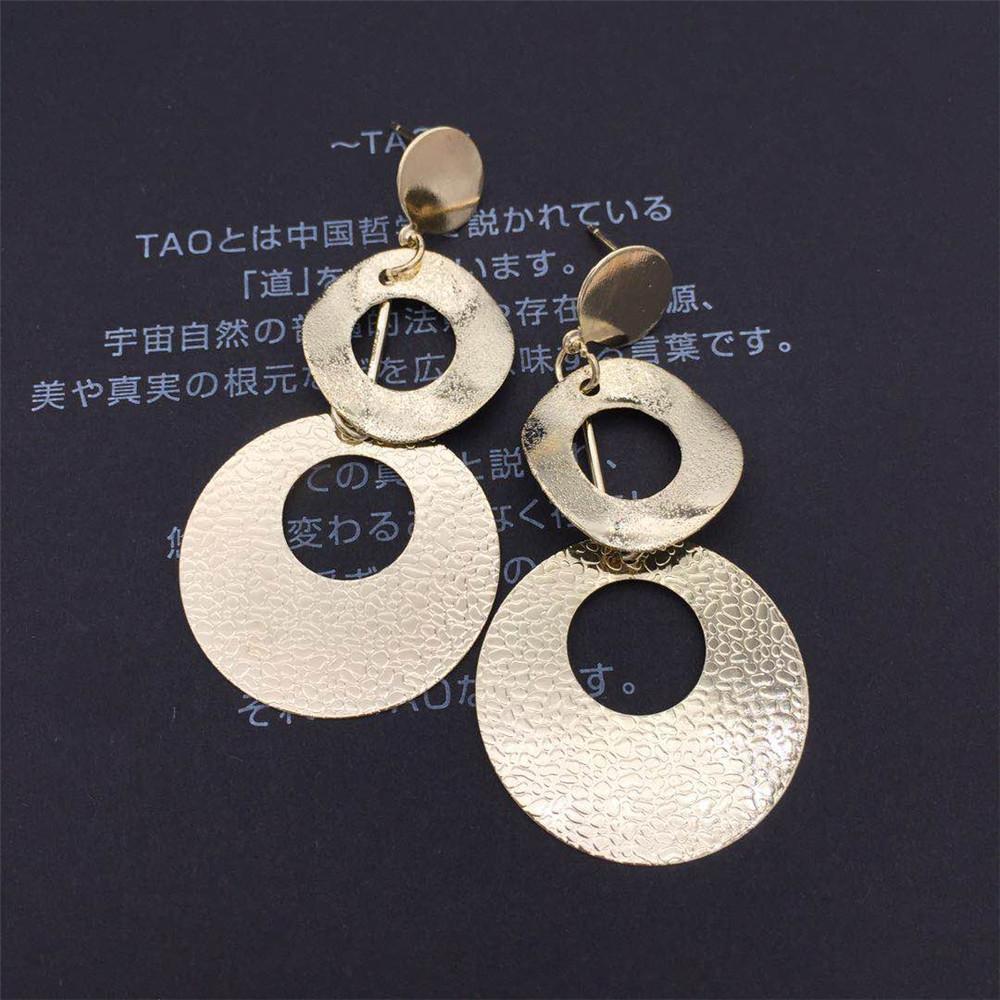 Large and small ring bright surface earrings ladies multi-level earrings girly heart Christmas gift ornaments