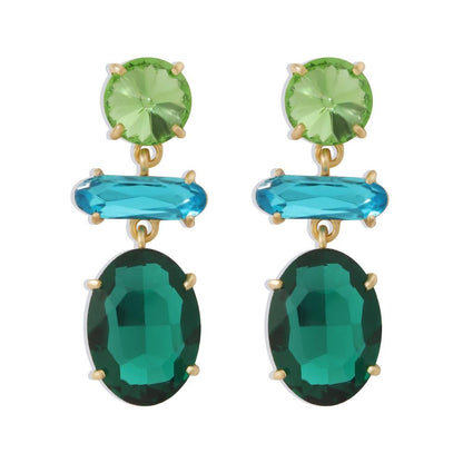 E9626 Diamond Earrings Temperament Ladies and Ladies Several Earrings Exaggerated Contrasting Color Multi-cut Earrings
