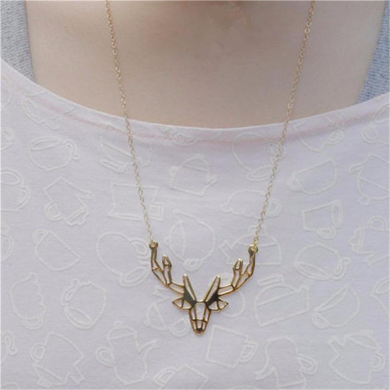 Small Jewelry Personality Fashion Animal Origami Elk Antler Pendant Necklace Ladies Necklace