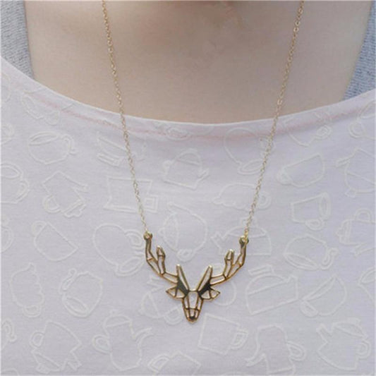 Small Jewelry Personality Fashion Animal Origami Elk Antler Pendant Necklace Ladies Necklace