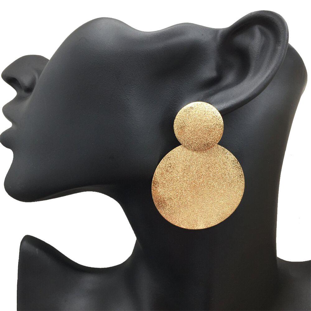Large and small frosted disc earrings exaggerated atmosphere dance performance earrings jewelry