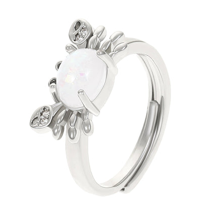 ins moonstone crab ring female fashion personality creative niche design diamond small crab index finger ring