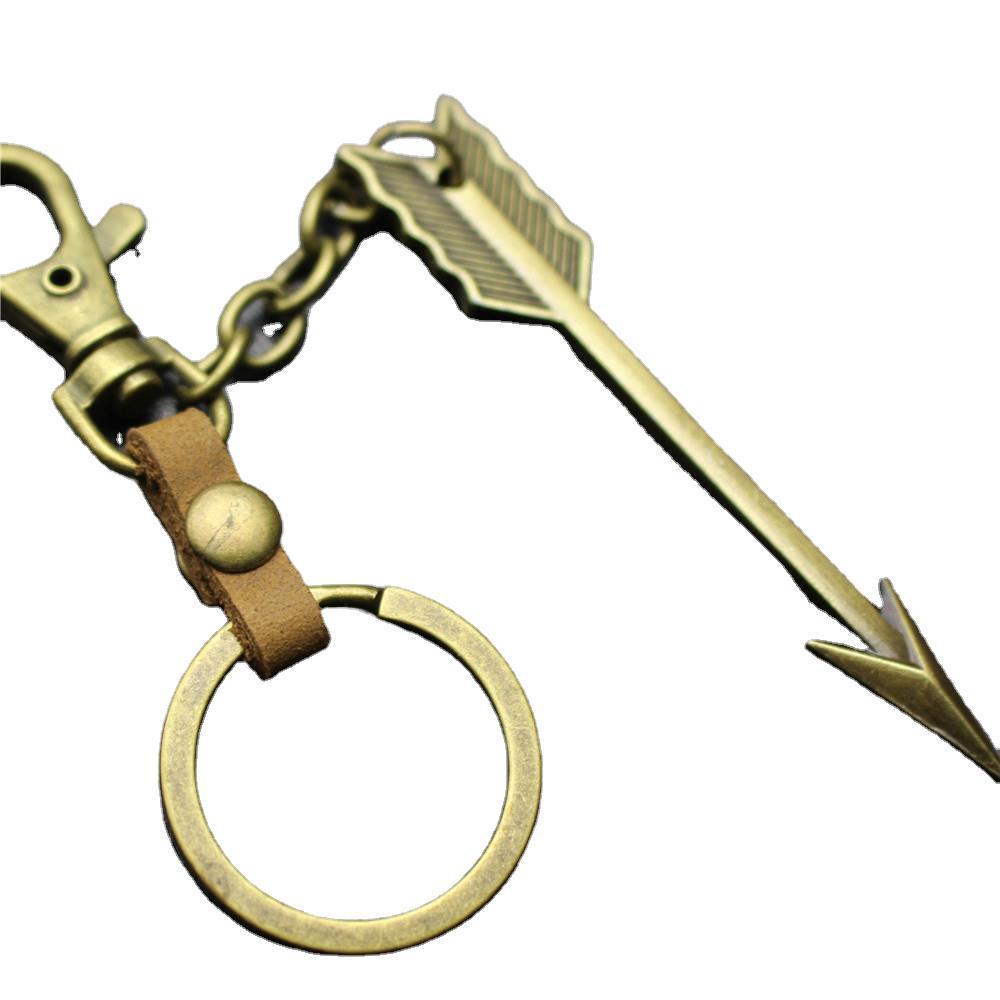 Large Arrow Alloy Pendant Leather Keychain Retro Key Ring Pendant Korean Wave Jewelry