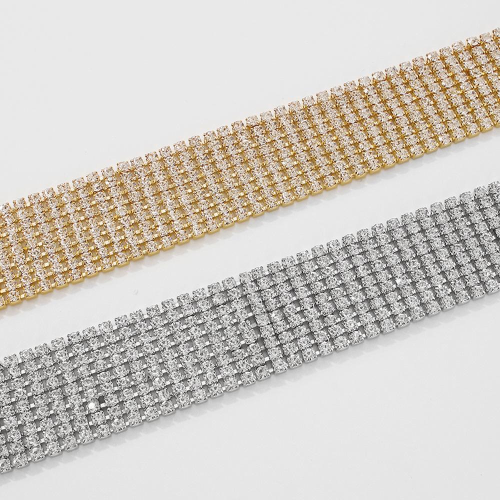 N9723 Light Luxury Necklace Women's Full Diamond Claw Chain Choker Necklace Night Jumping Di Exaggerated Necklace