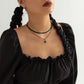 Jewelry Sweet Cool Black Snake Bone Chain Star Pendant Necklace Niche Spray Paint Simple Necklace Women