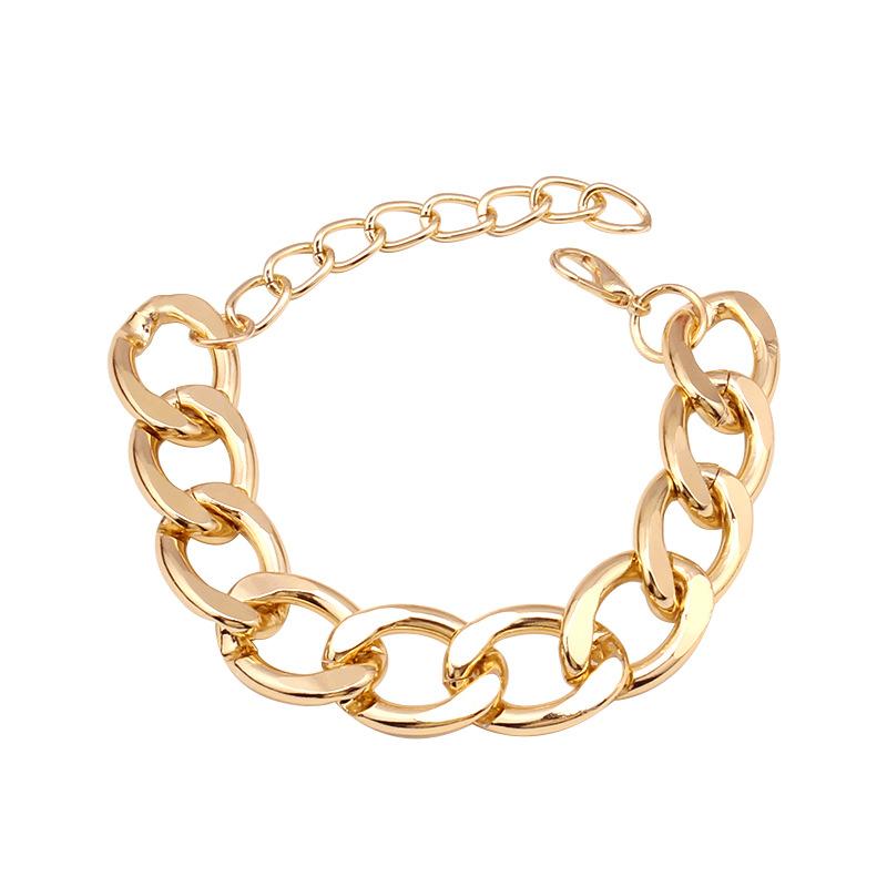 Jewelry Punk Exaggerated Metal Geometric Hollow Hand Decoration Fashion Trend Single Layer Thick Chain Bracelet