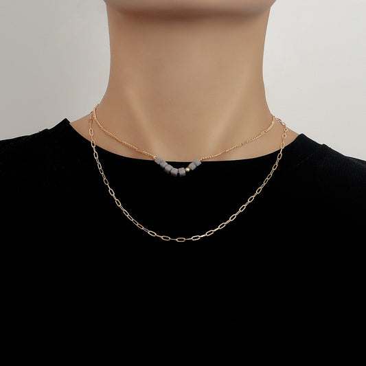 Jewelry Fashion Double Layer Necklace Sweater Chain Women's Trendy Cool Indifferent Niche Versatile Design Sense Necklace
