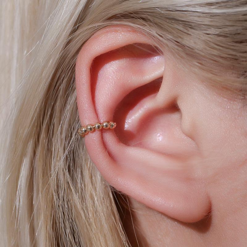 Men's and women's ear bone clip metal simple ear clip temperament no ear hole earrings metal beads u-shaped ear buckle