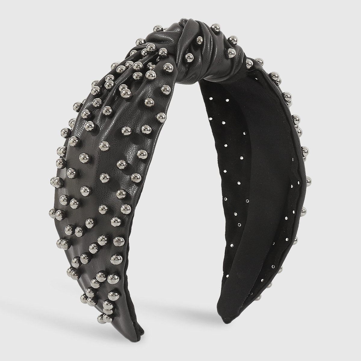 F494 fashion knotted leather beaded hair hoop female CCB personality wide-brimmed sweet going out pressing hair hoop