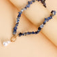Jewelry Large Shaped Pearl OT Buckle Necklace Femininity Simple Fashion Blue Turquoise Necklace