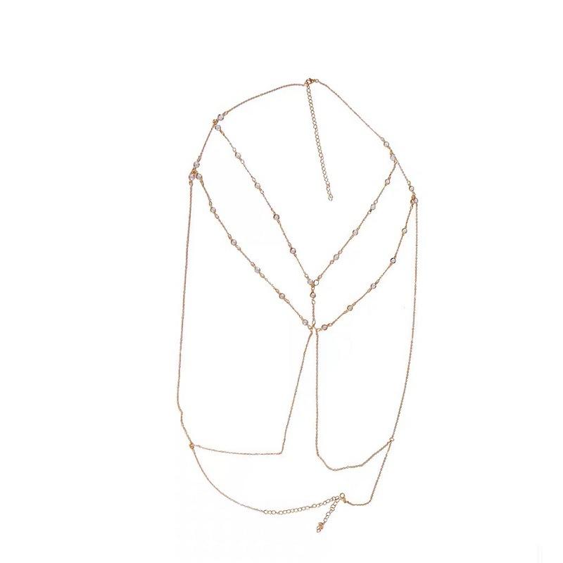 Fashion exaggerated sexy body chain rhinestone bra chain beach bikini body chain women