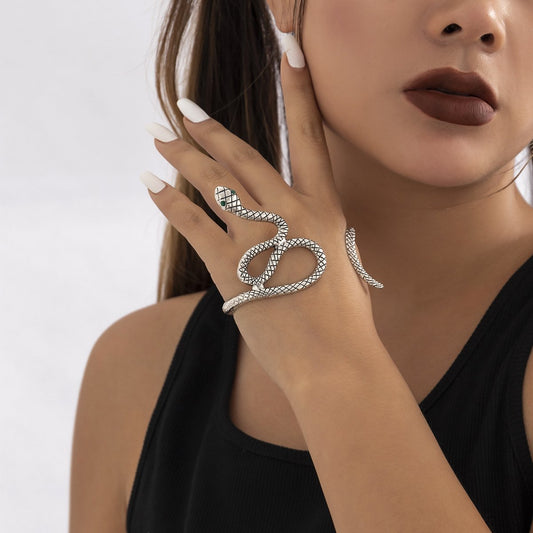 Jewelry Punk Sweet Cool Hot Girl Hand Decoration Personality Curved Snake Pattern Open Bracelet Female