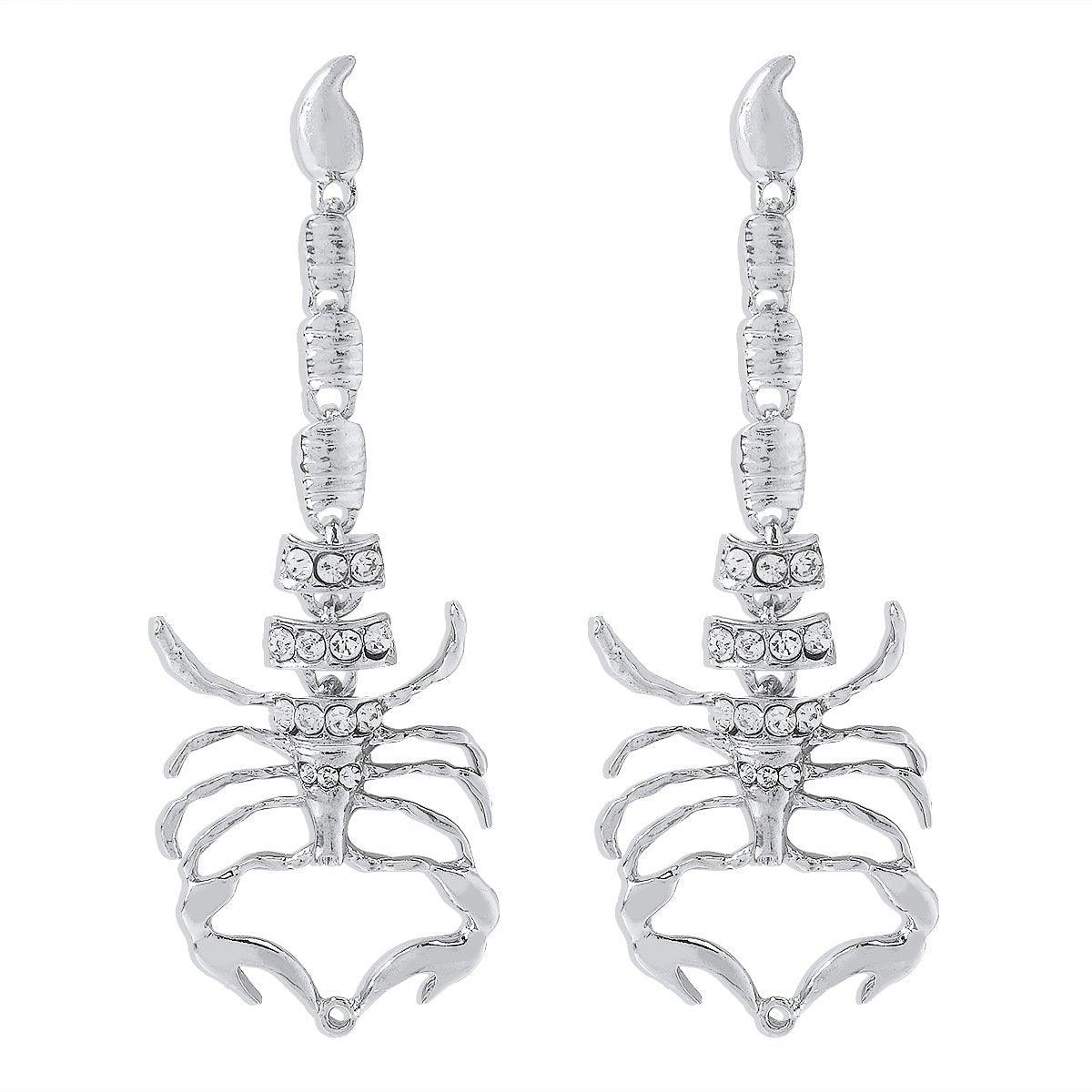E1824 Exaggerated Dark Geometric Micro-Inlaid Earrings Gothic Creative Scorpion Rhinestone Long Earrings
