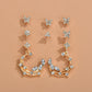 Accessories Rhinestone Stud Earrings Pop Stars Flowers Butterfly Multi-Piece Earrings Jewelry