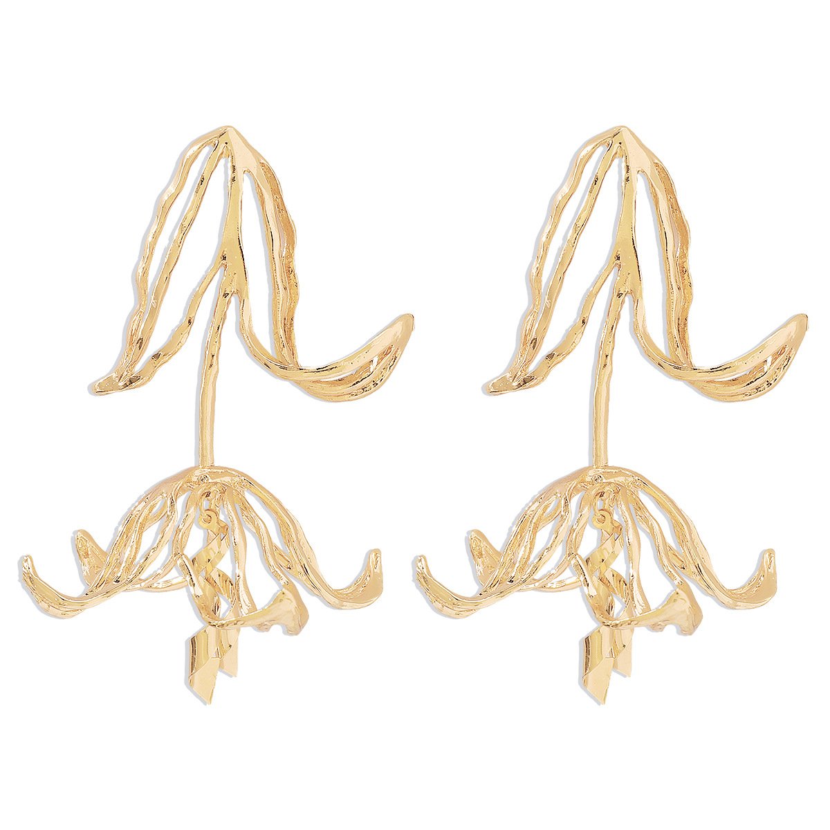 E185 Exaggerated light luxury hollowed out tulip geometric earrings ZA personality three-dimensional retro temperament earrings