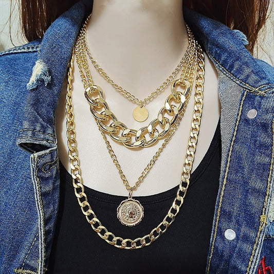 Jewelry retro multi-layer chain lace image necklace female personality multi-layer sweater chain