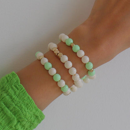 B1635 Mori Girls Jewelry Candy Color Sweet Fresh Bracelet Set Elastic Beads Elegant Bracelet