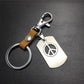Anti-war logo double-layer titanium steel pendant stainless steel leather key chain men's waist hanging women's bag pendant